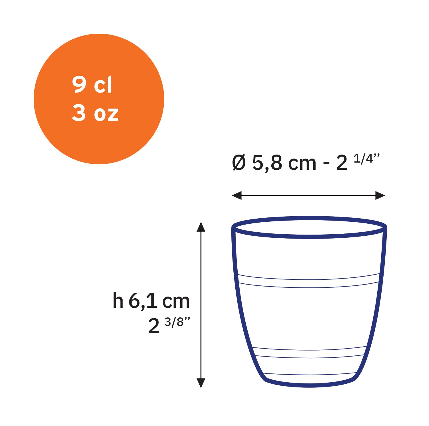 Le Gigogne - verre transparent 9cl (Lot de 6)