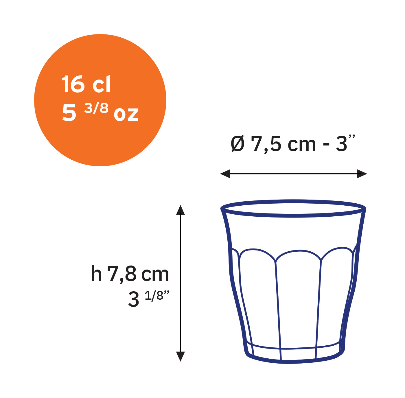 Le Picardie - Vaso transparente 16cl - (Lote de 6)