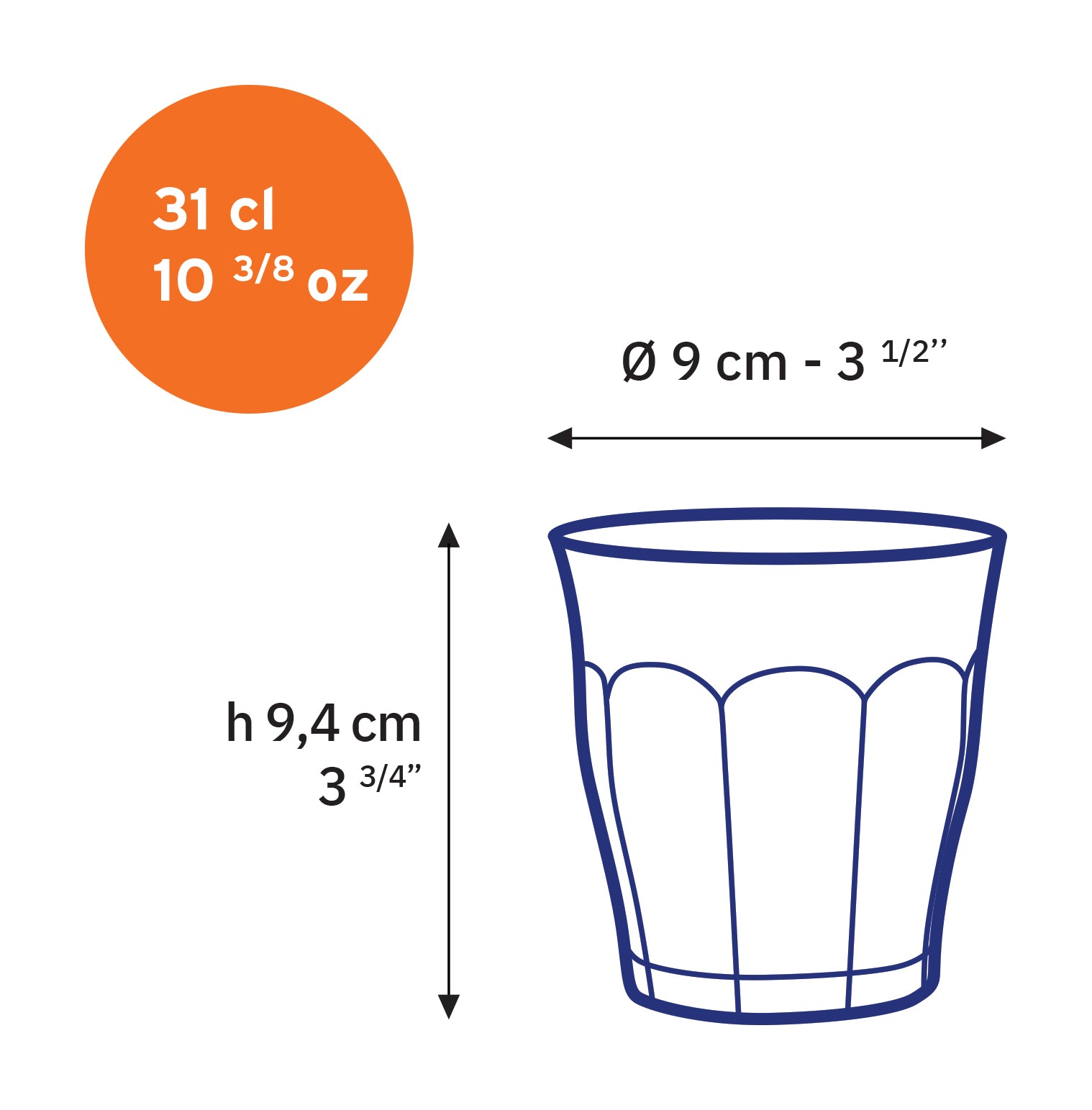 Le Picardie - Verre à eau - transparent - 31cl (Lot de 6)