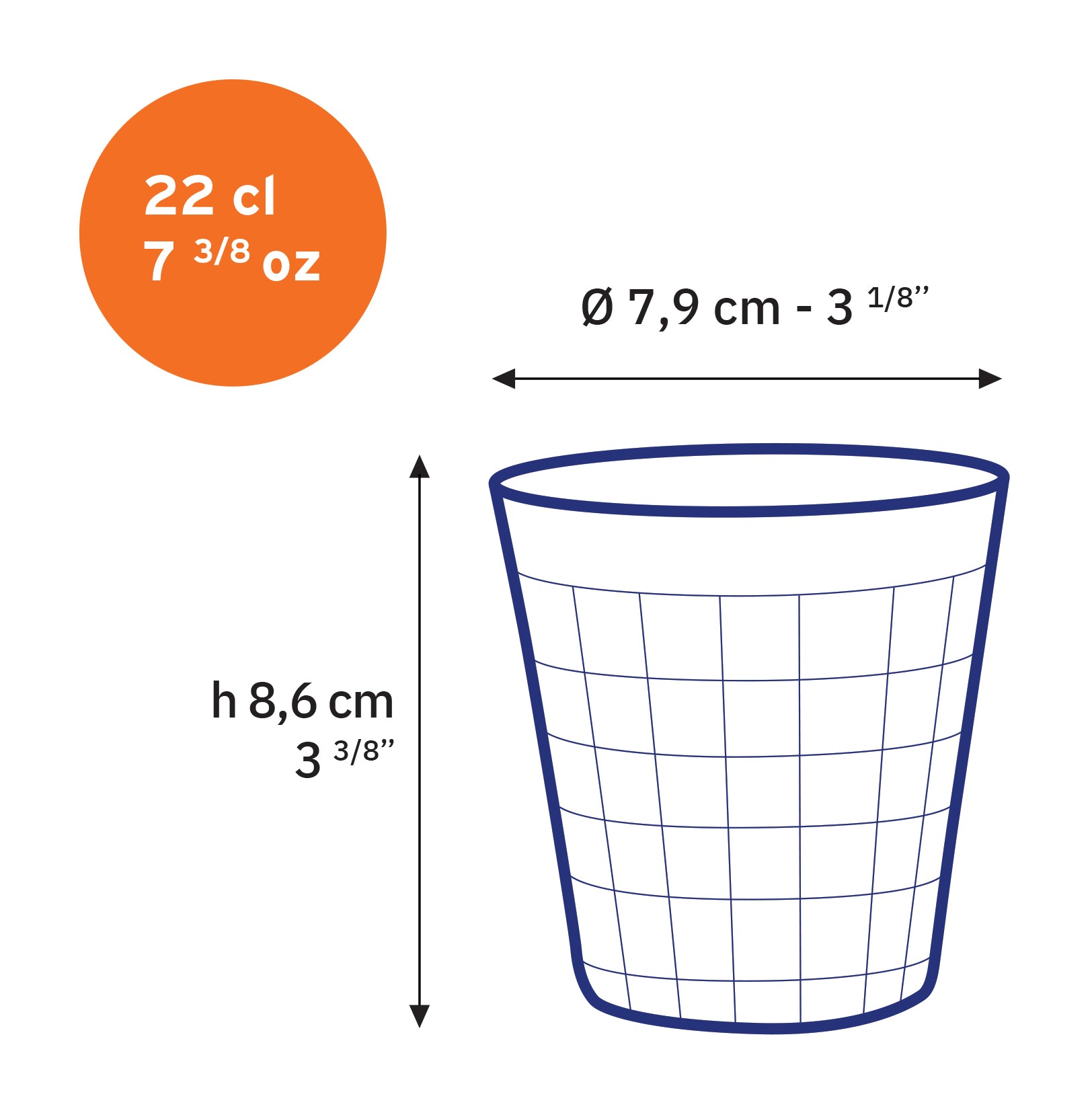Prisme - Vaso Transparente 22cl (Juego de 6)