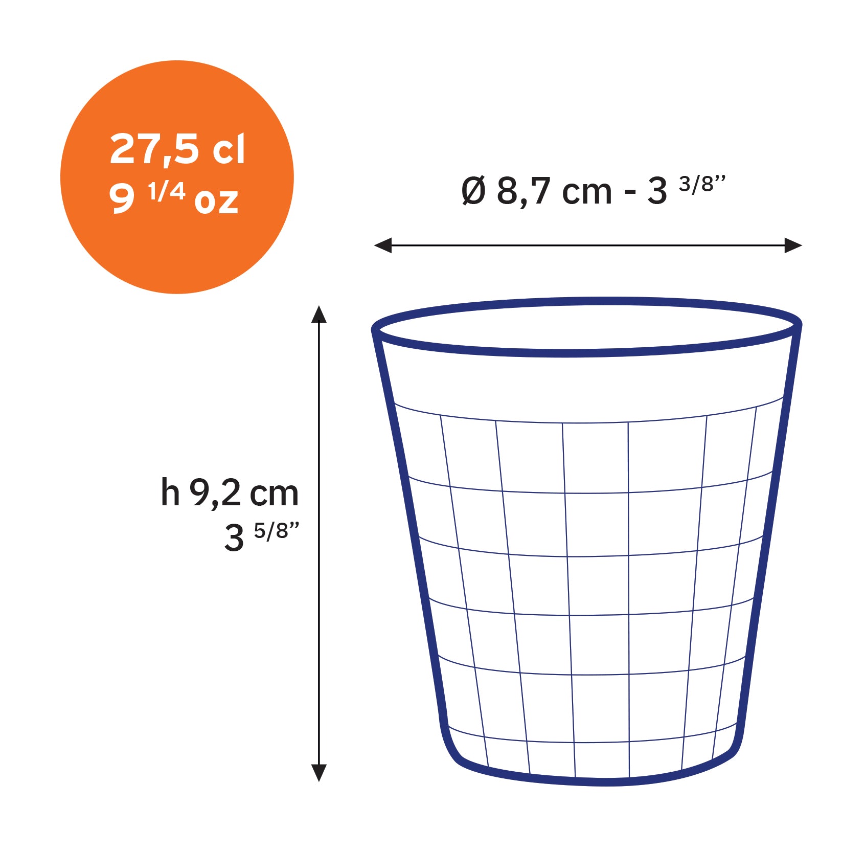 Prisme - Vaso Transparente 27.5cl (Juego de 6)