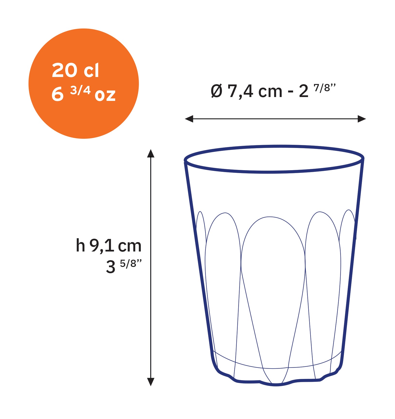 Provence - Vaso transparente 20cl (Lote de 6)