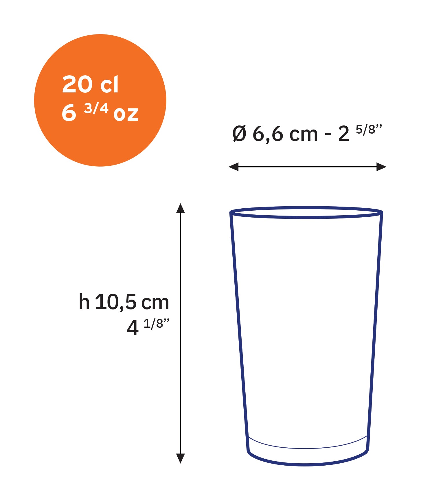 Unie - Vaso transparente 20 cl (lote de 6)