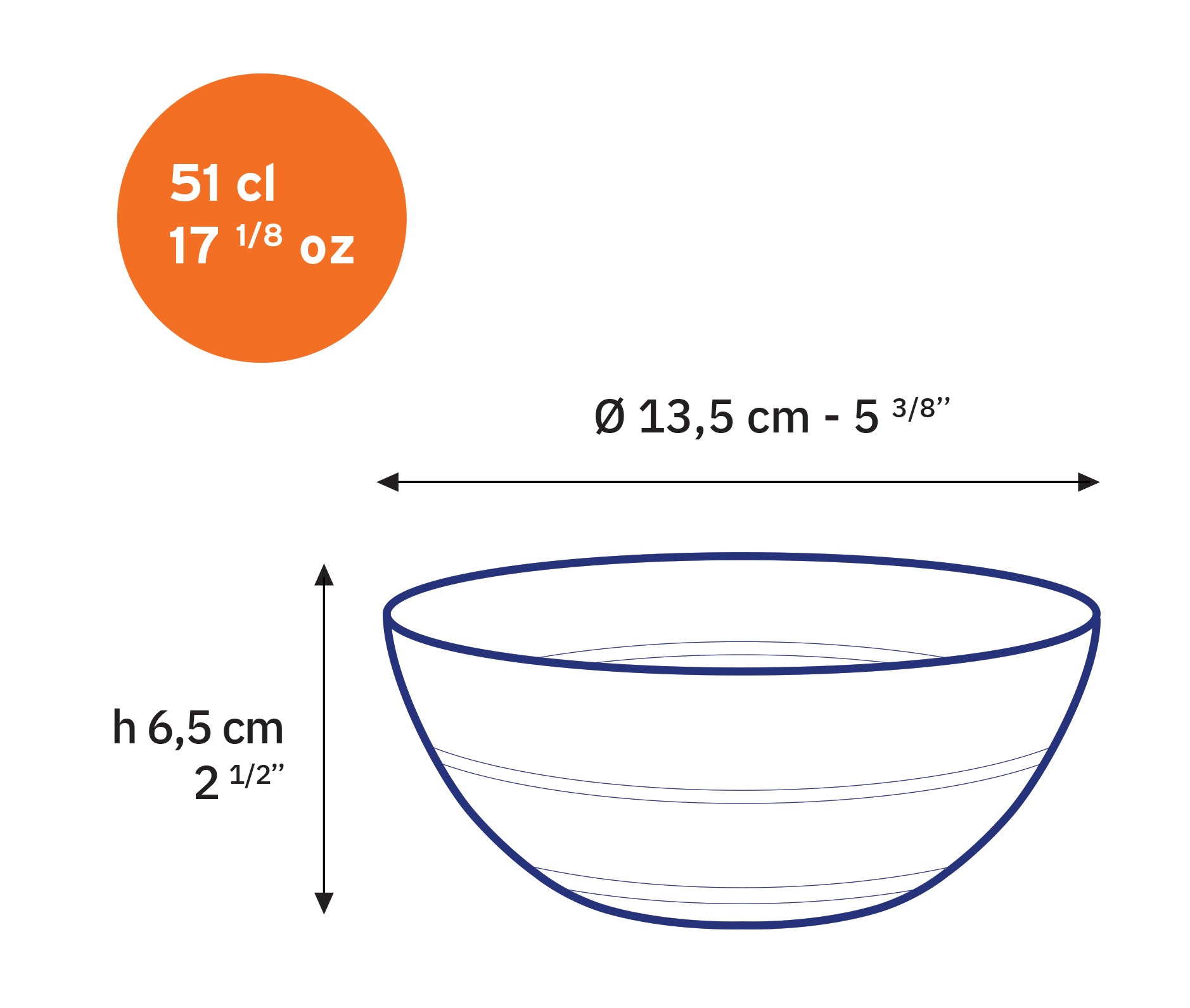 Le Gigogne - Cuenco parisino de vidrio transparente 51cl (Lote de 6)