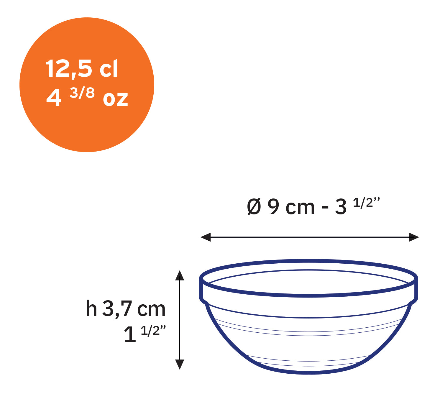 Le Gigogne - Plato de vidrio transparente apilable 12,5cl - 9cm (Lote de 6)