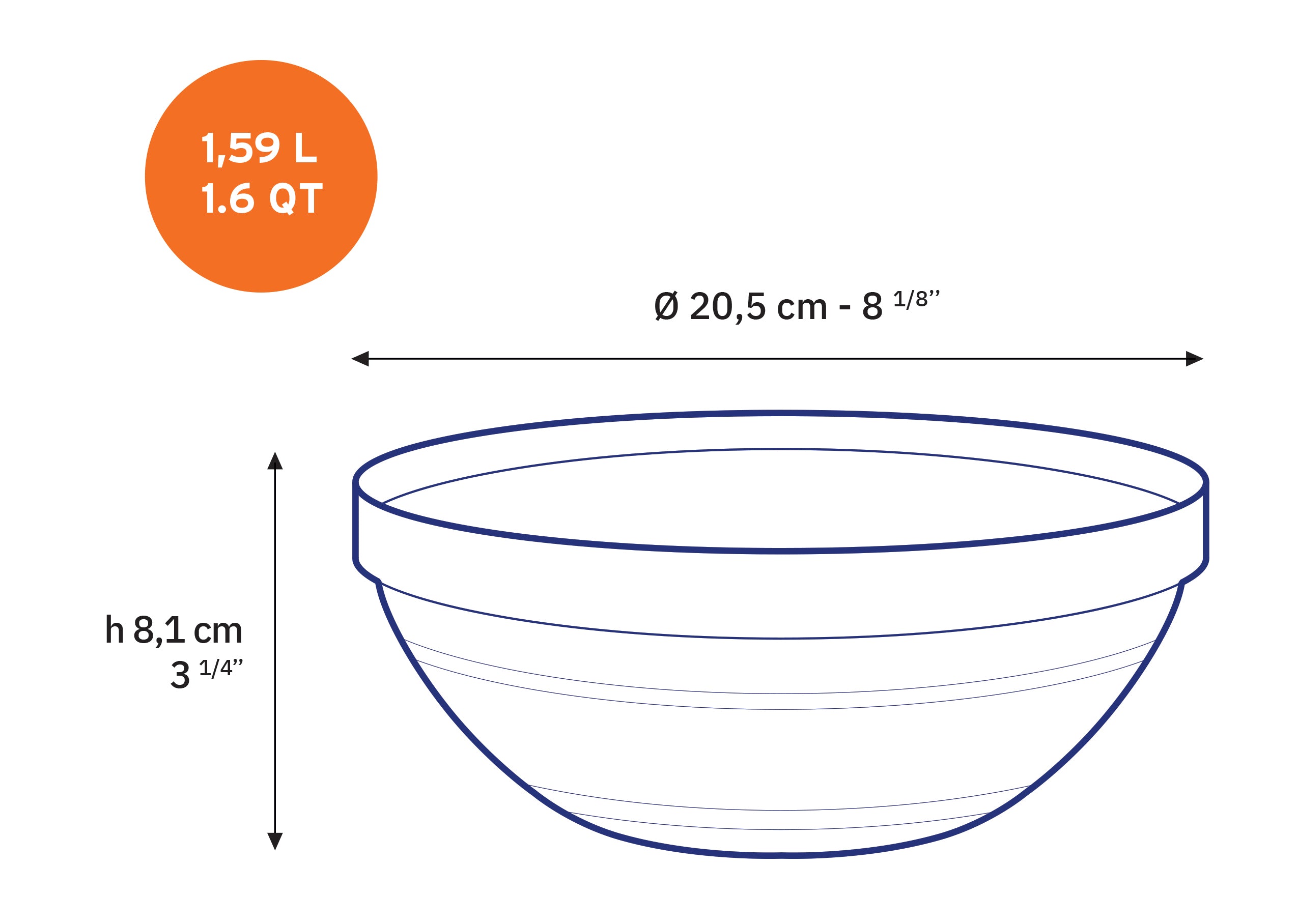 Le Gigogne - Saladier en verre Empilable 1,59L - 20,5cm Vert