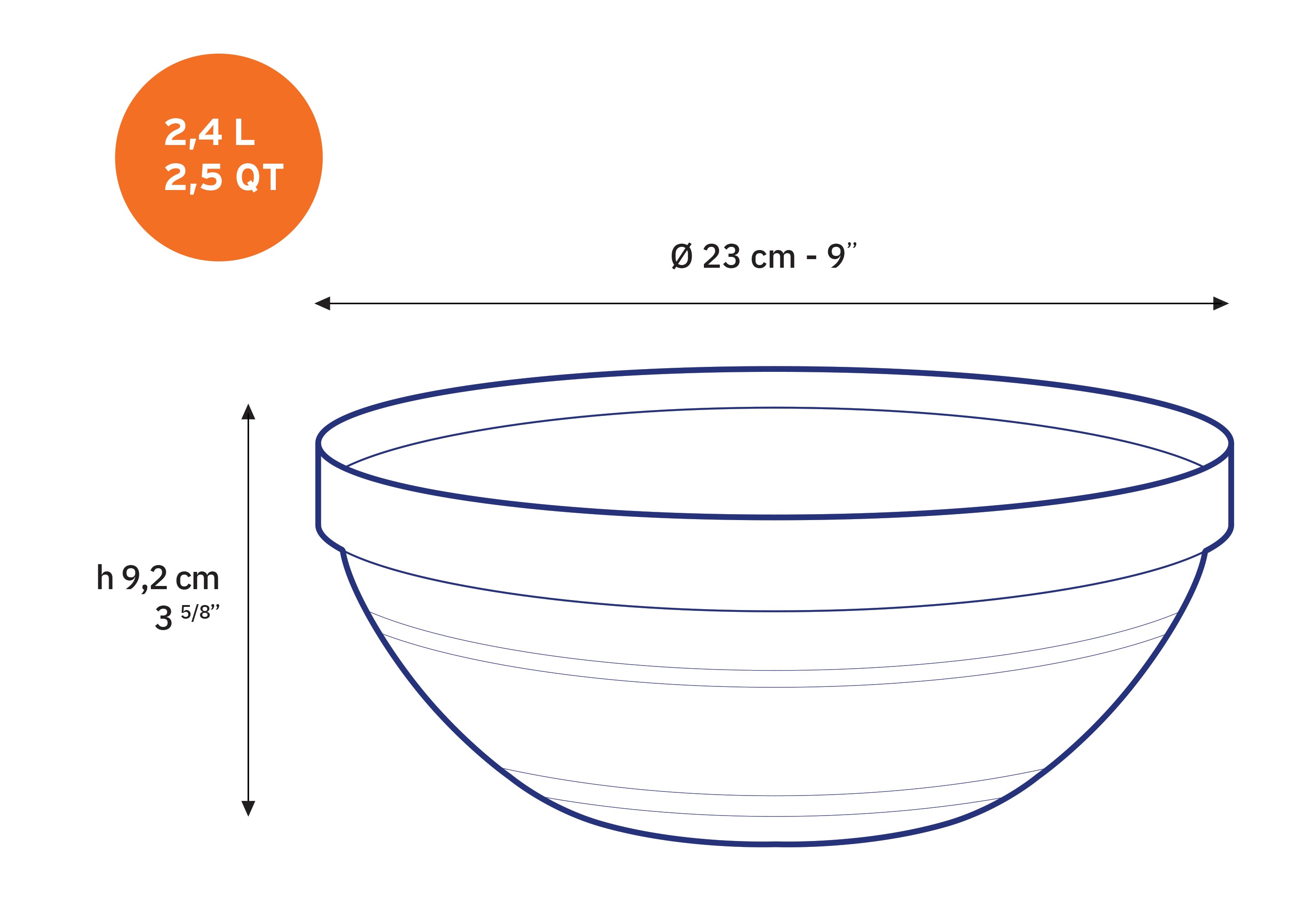 Le Gigogne - Ensaladera apilable de vidrio transparente 3,45L - 26cm