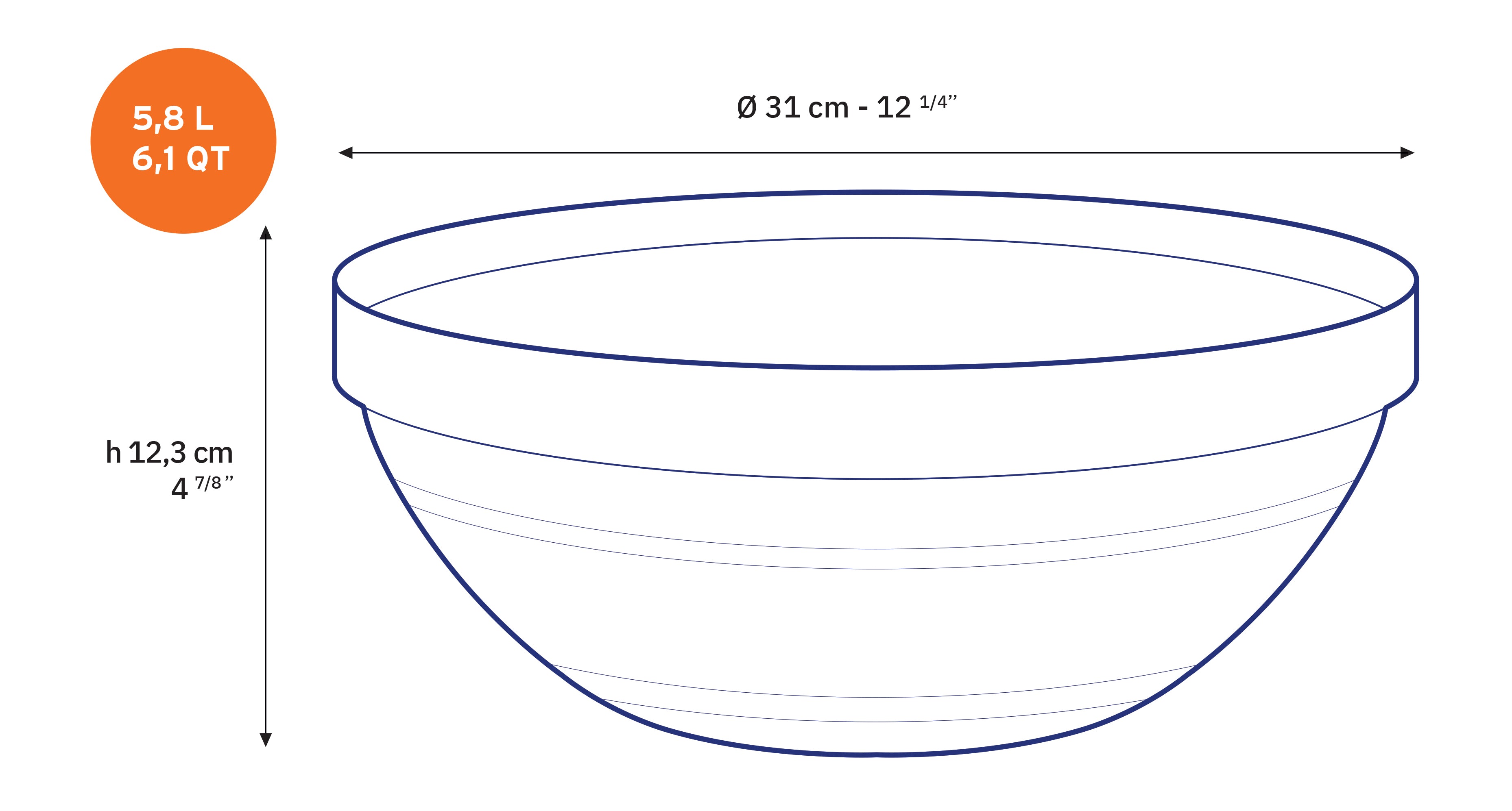 Le Gigogne - Saladier en verre transparent Empilable 5,8L - 31cm