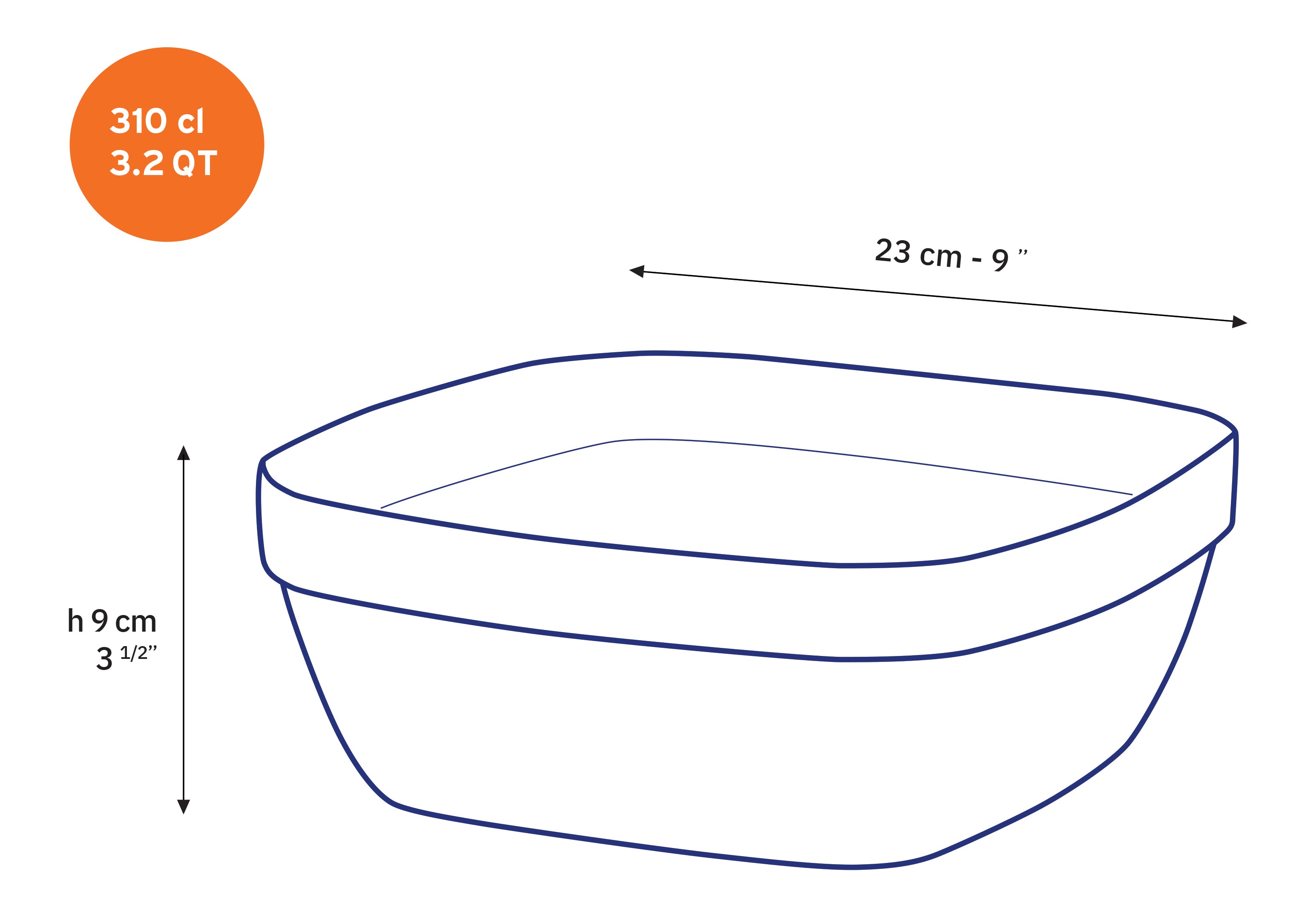 Lys - Saladier carré transparent 3,1l