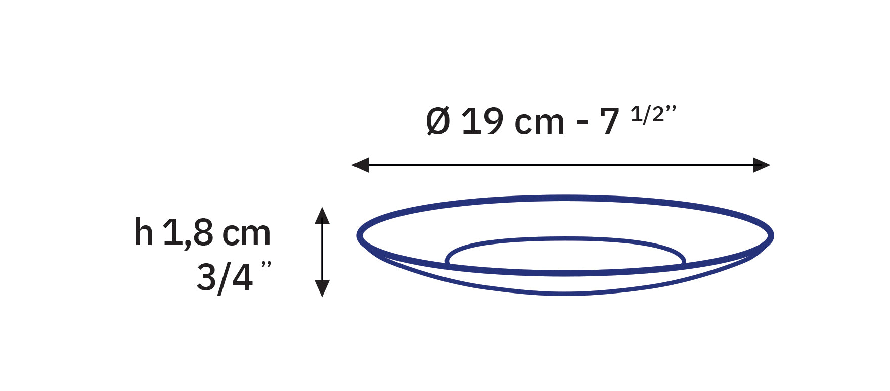 Lys - Plato de postre x6 - 19cm - Azul Marino