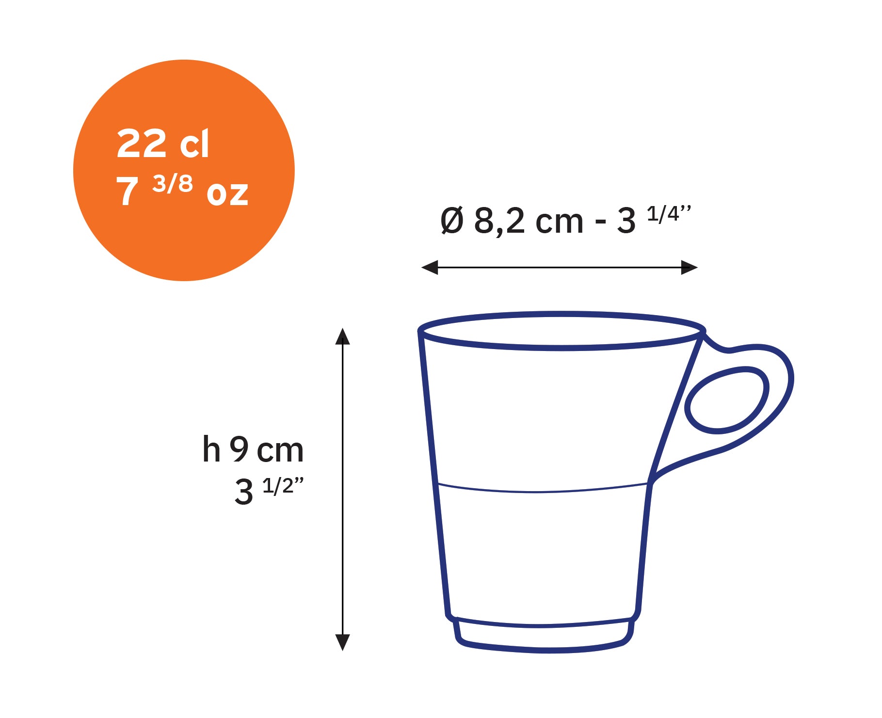 Caprice - Vaso de cristal transparente 22cl - (Juego de 6)