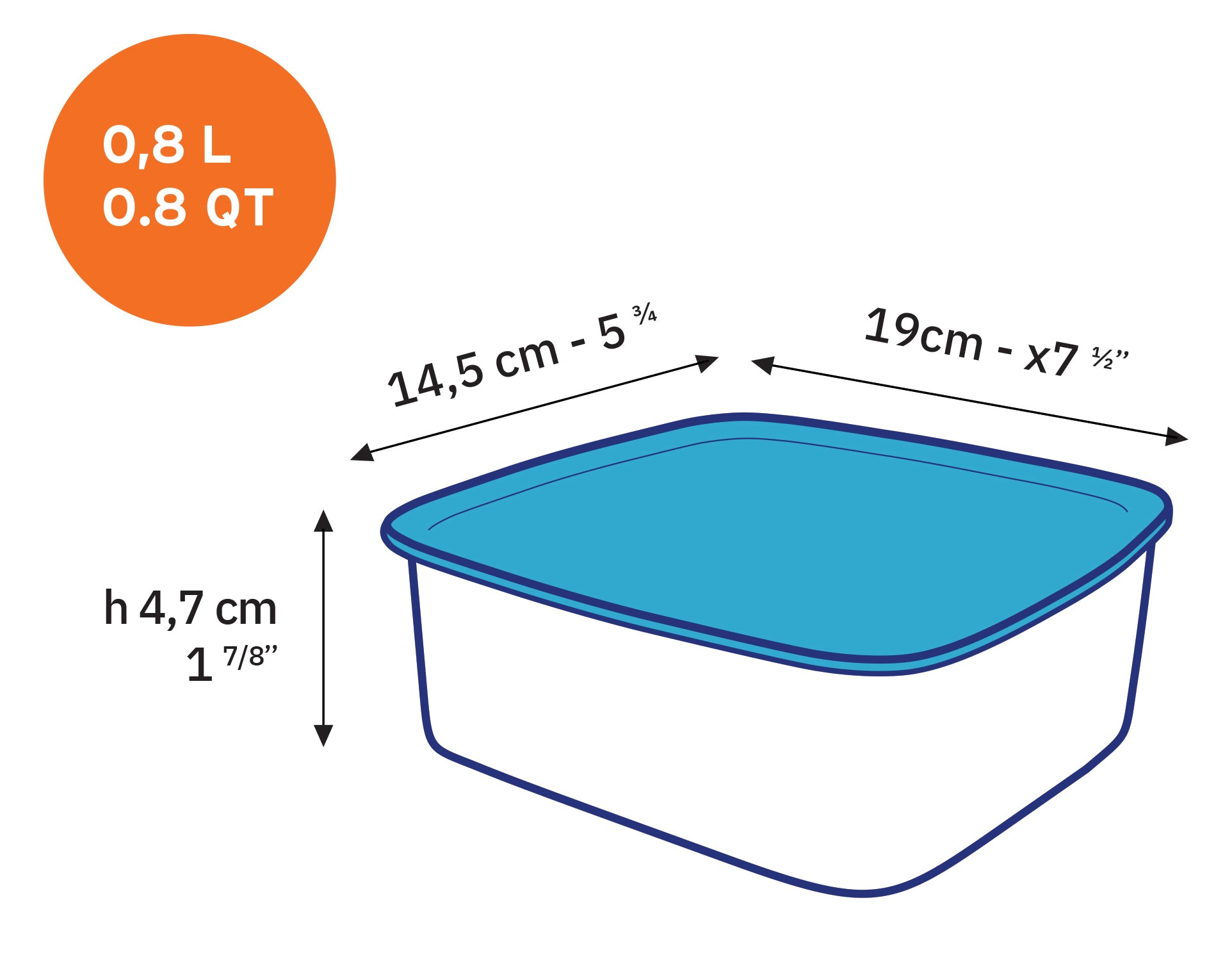 Freshbox - Boite de conservation rectangulaire couvercle blanc 80cl
