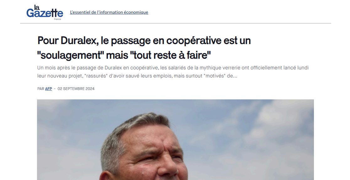 Article La Gazette concernant la coopérative SCOP Duralex