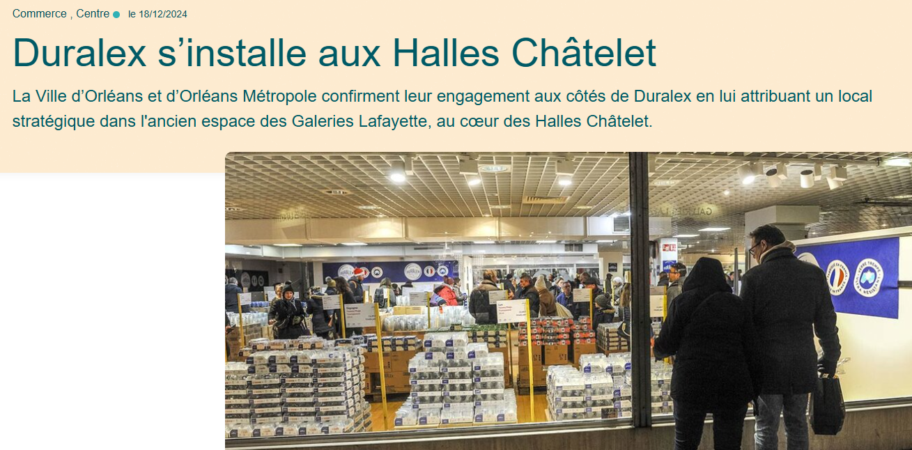 Article boutique Duralex à Orléans