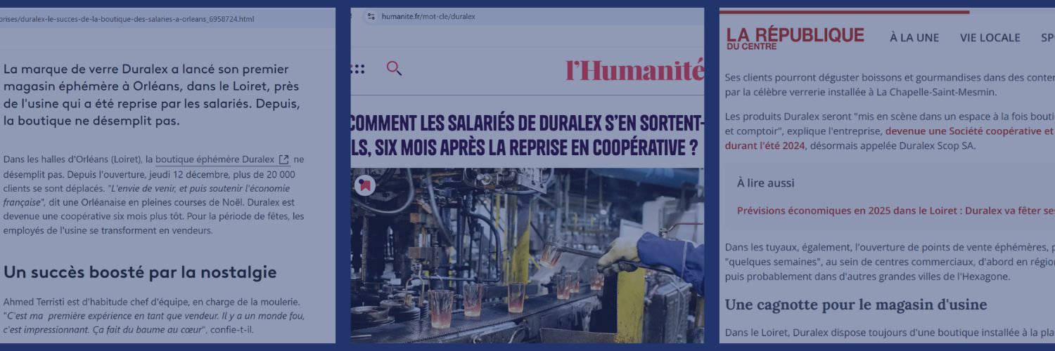 Différents article de presse parlant de Duralex