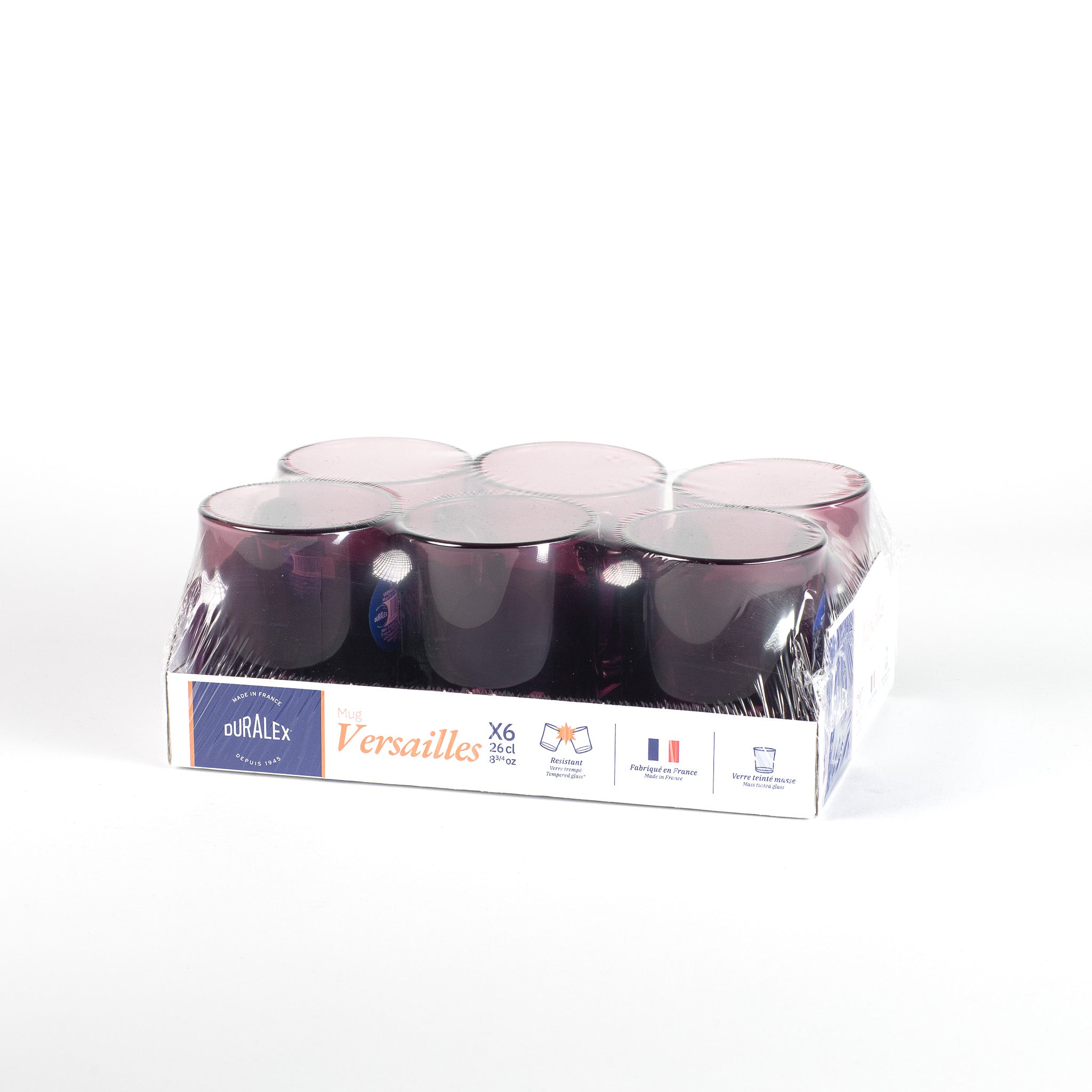 Versailles - Mug en verre Prune 26 cl (Lot de 6)