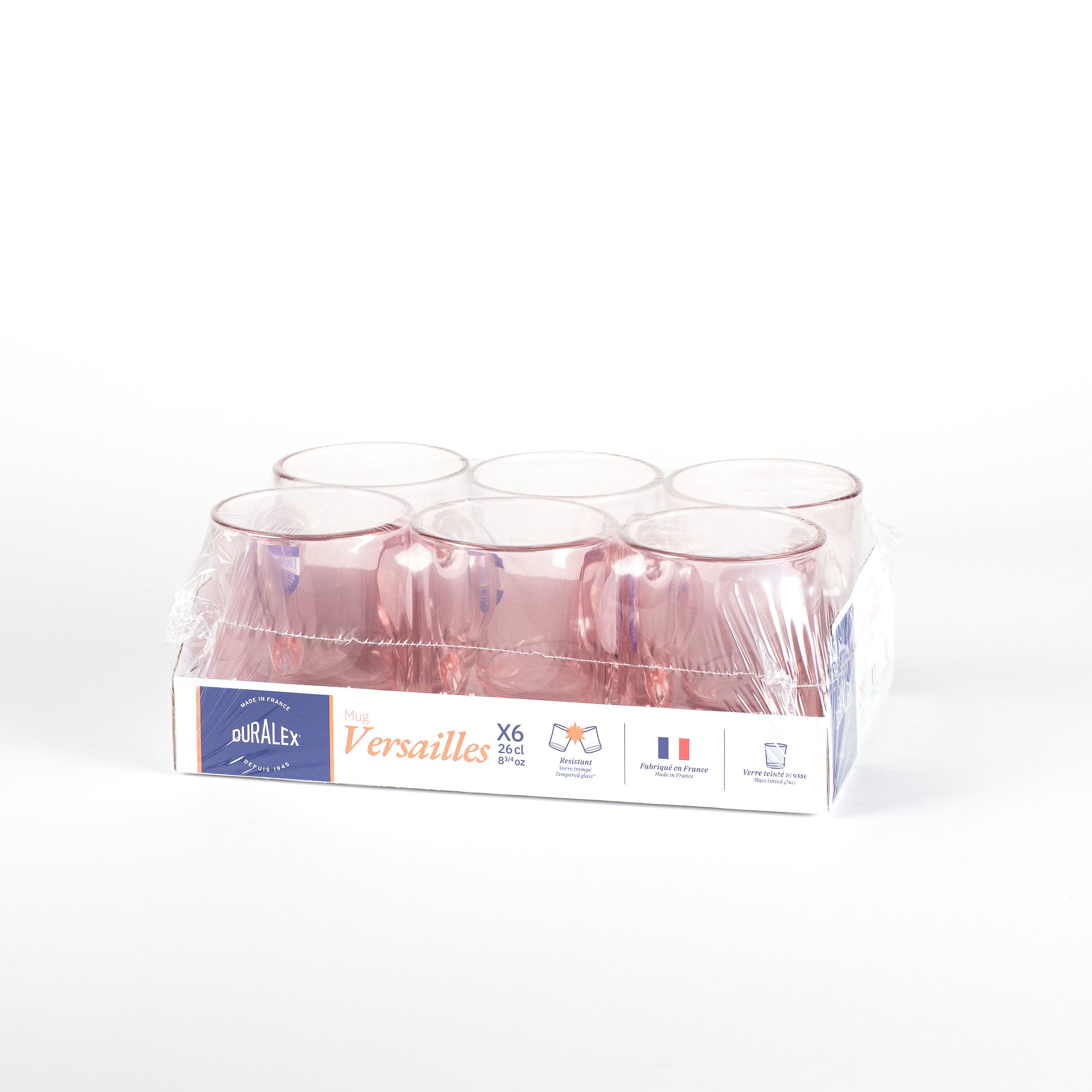 Versailles - Mug en verre Rose 26 cl (Lot de 6)