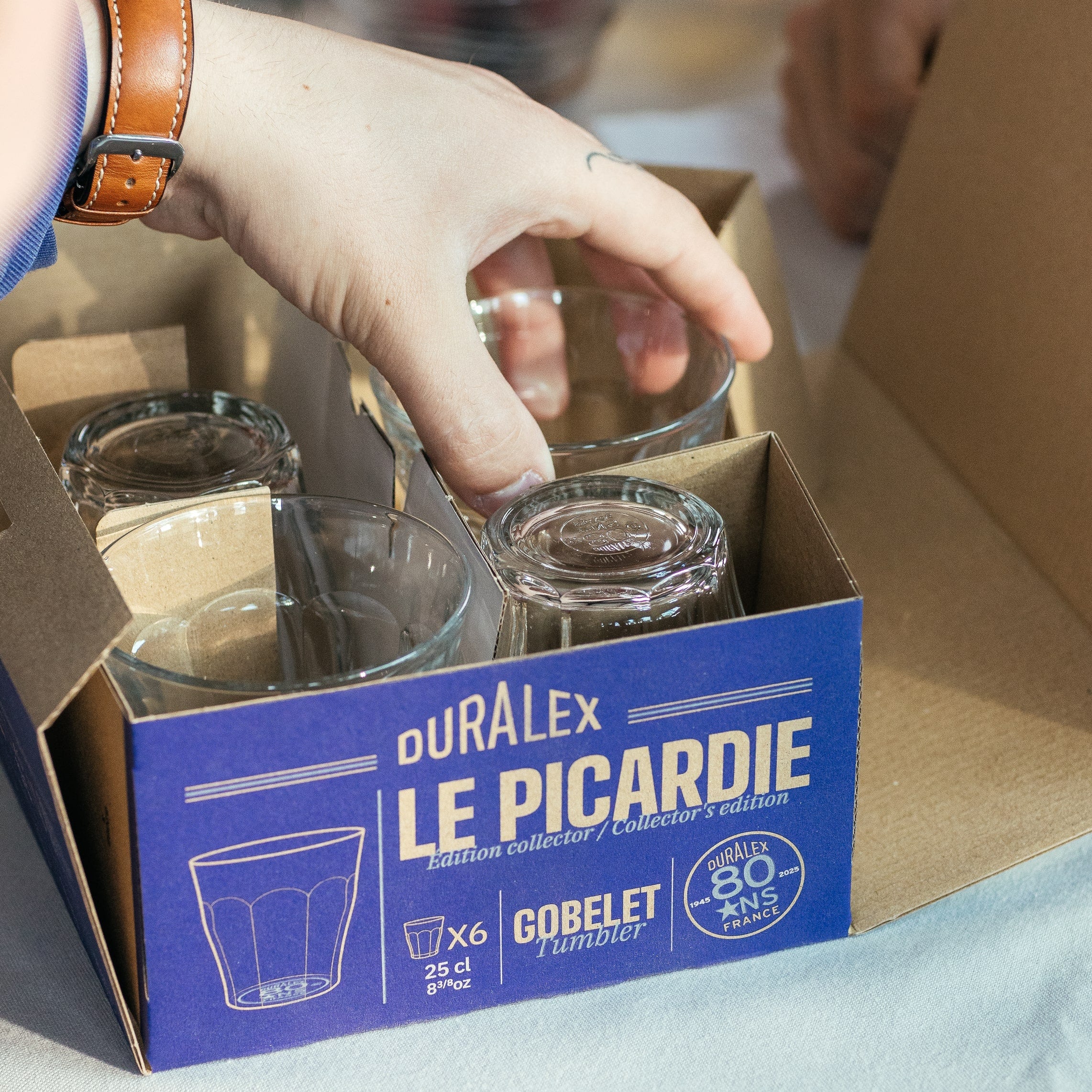 Le Picardie - Vaso transparente 25cl - 80 años (Lote de 6)