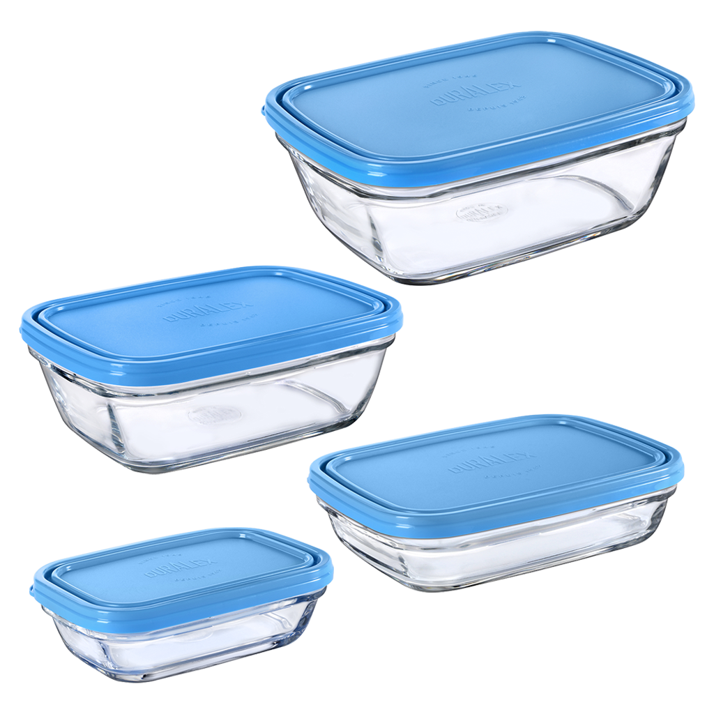 Freshbox - Juego de 4 cajas rectangulares de almacenaje multitamaño