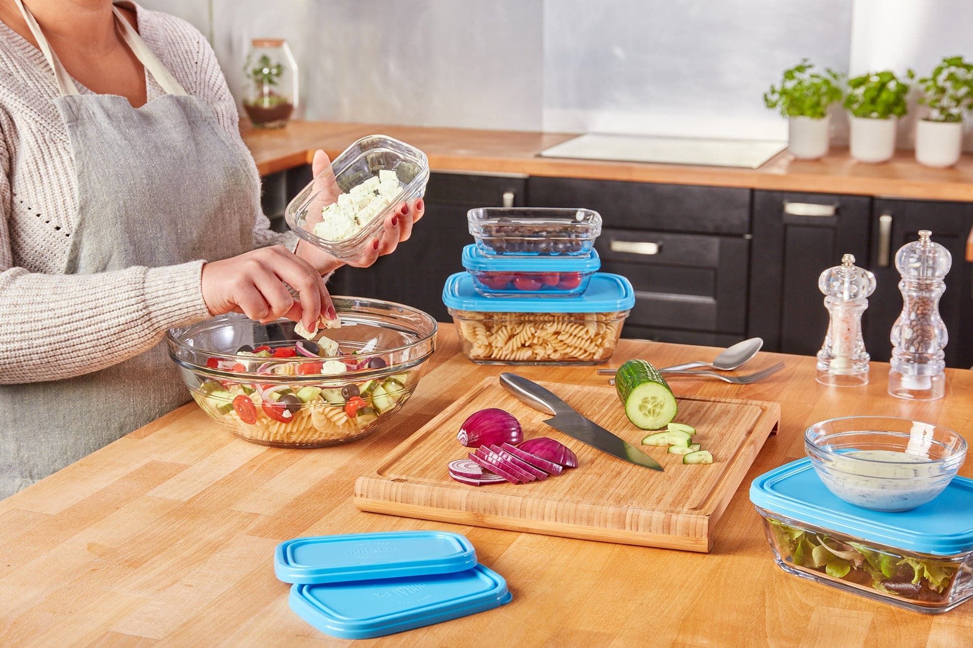 Freshbox - Juego de 4 cajas rectangulares de almacenaje multitamaño