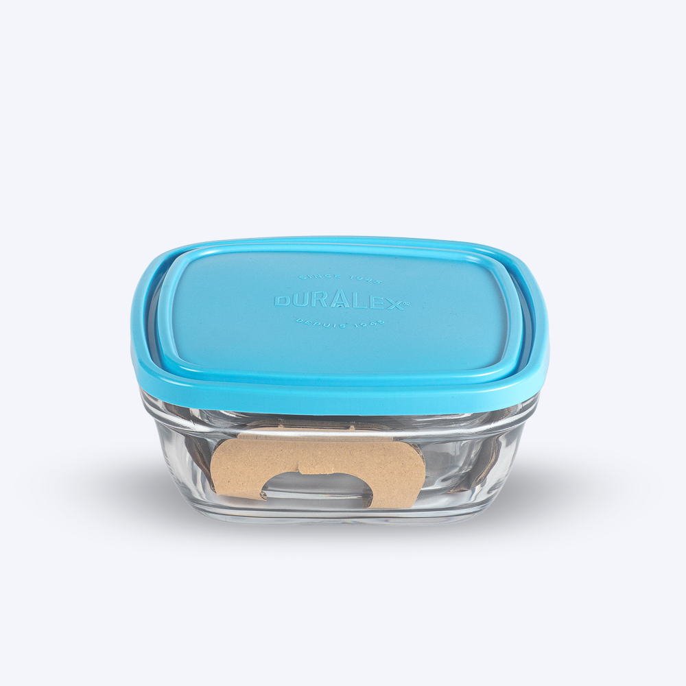 Freshbox – Quadratische Aufbewahrungsbox mit blauem Deckel, 1,15 l – Duralex® Boutique