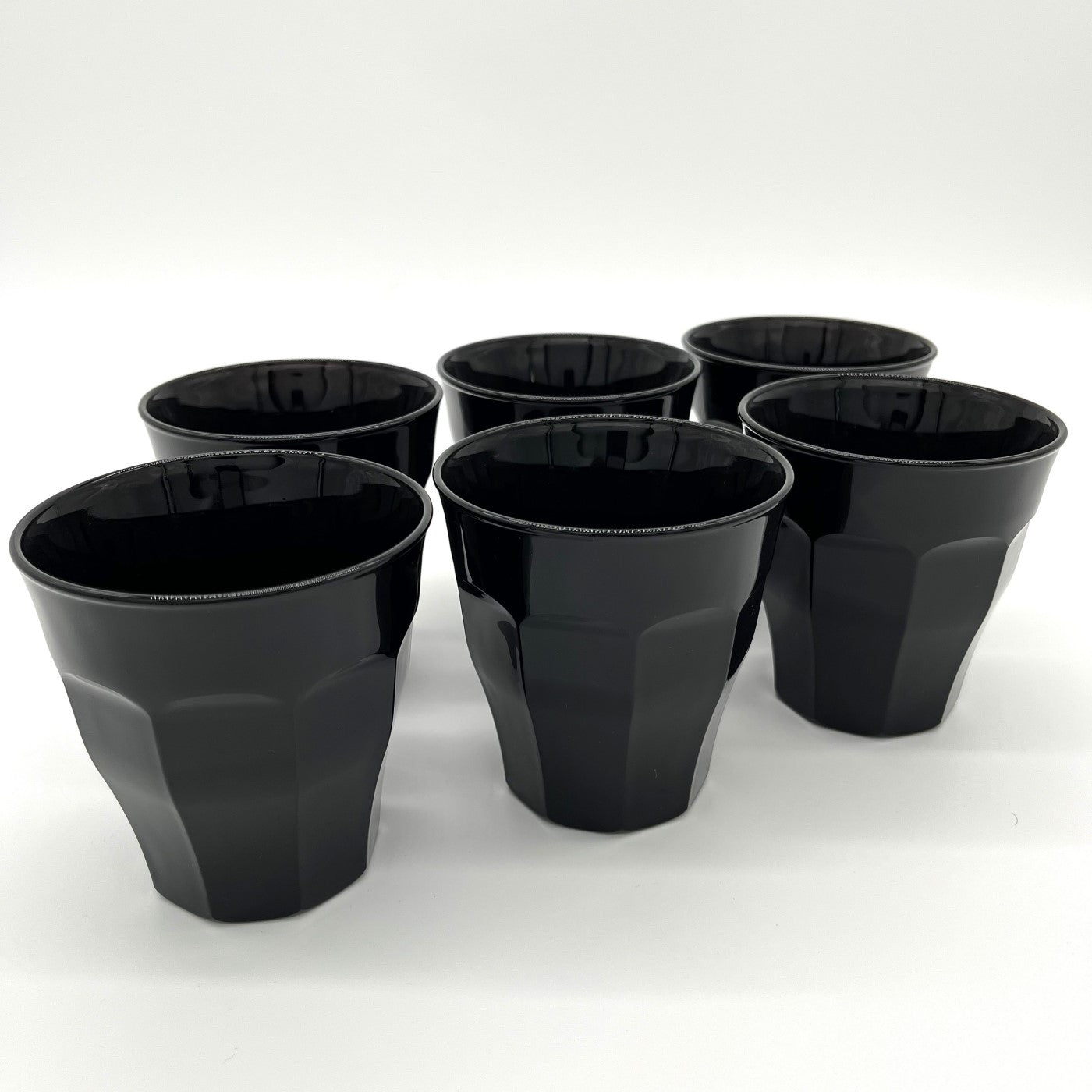 lot de 6 verres picardie noir 25cl pour café, eau, latte, thé ou tisane