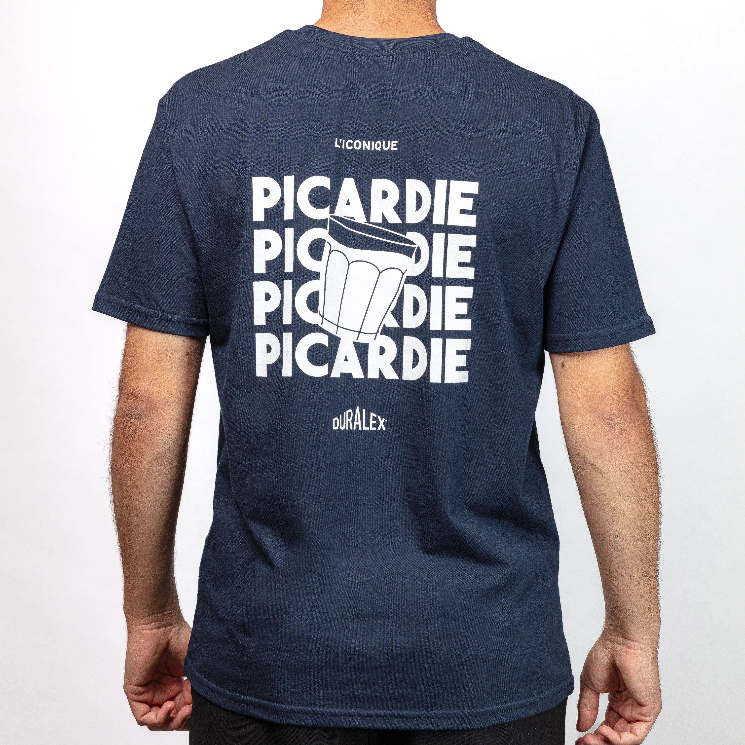 T-shirt bleu - sérigraphie Picardie blanche - Taille L