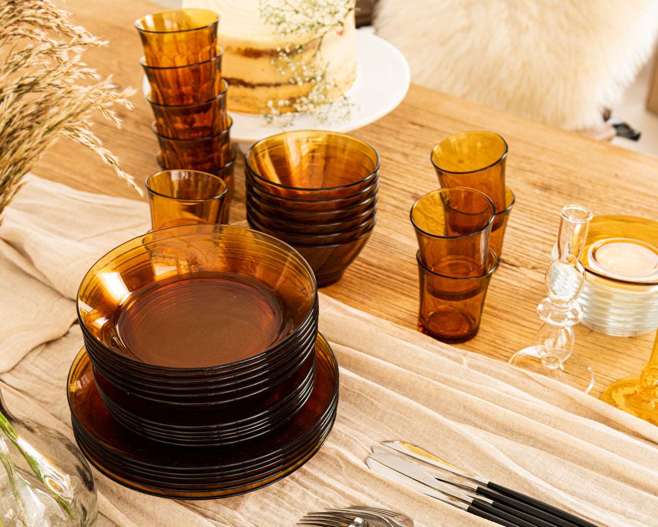 Lys - Plat en verre vermeil rond Creux 28 cm