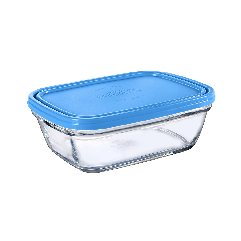 Freshbox - Lata rectangular con tapa azul 1,1L