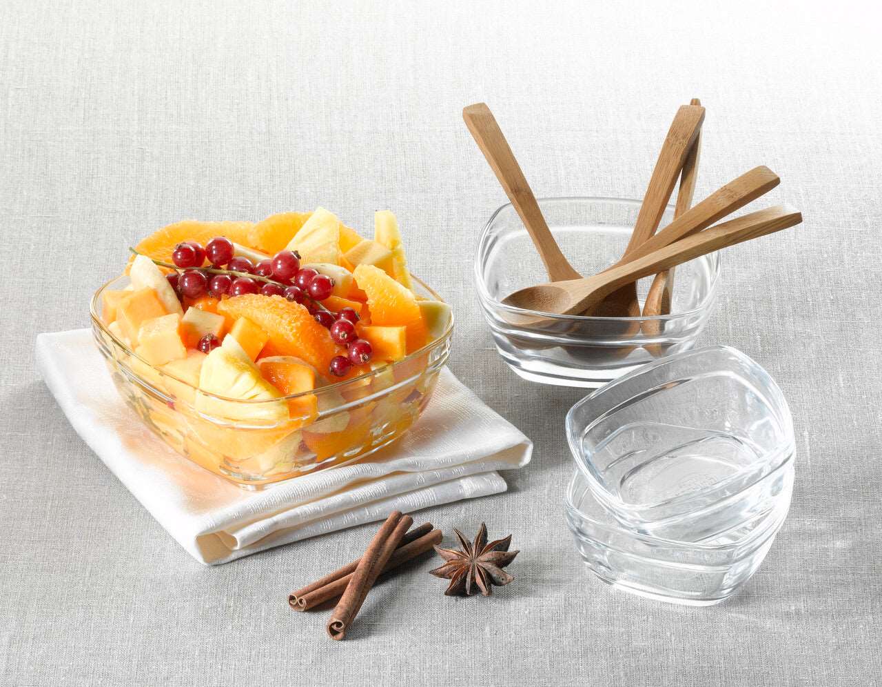 Lys - Coupelle carrée en verre transparent (Lot de 6)