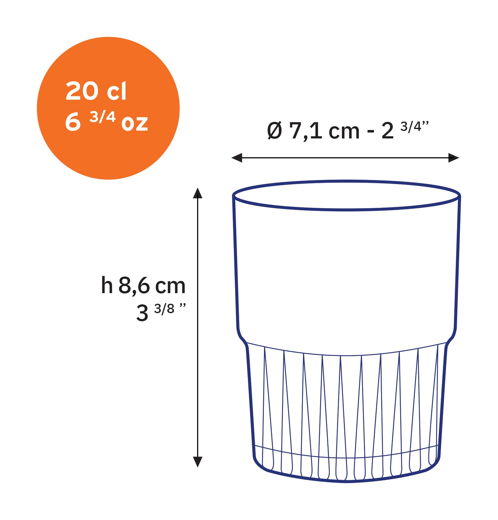 Empilable - Verre Transparent 20cl (lot de 6)
