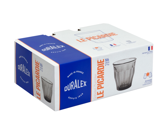 Le Picardie - Verre à eau - Gris - 25cl (Lot de 6)