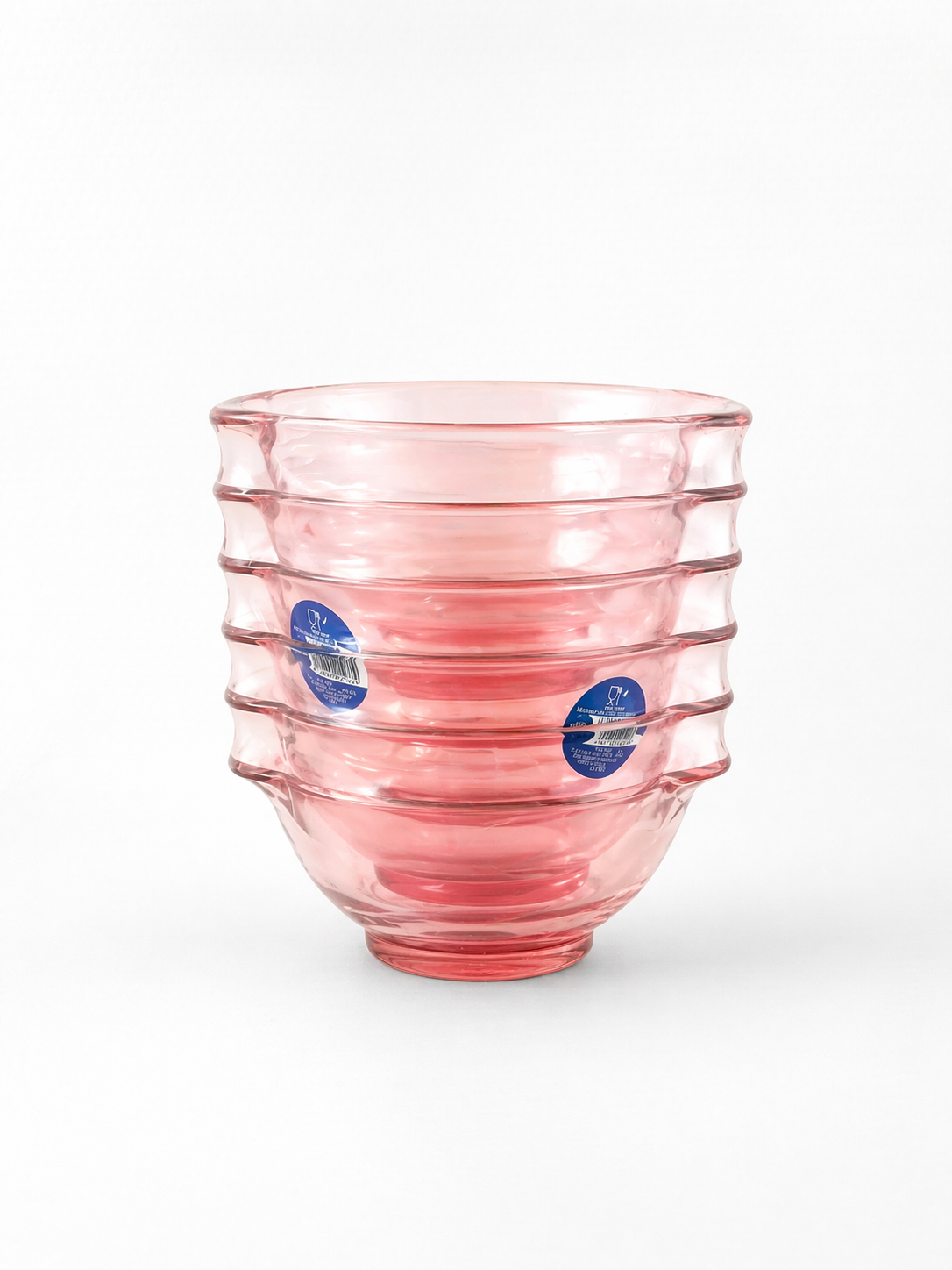 Lys - Cuenco de cristal rosa con asas, 51 cl (lote de 6)