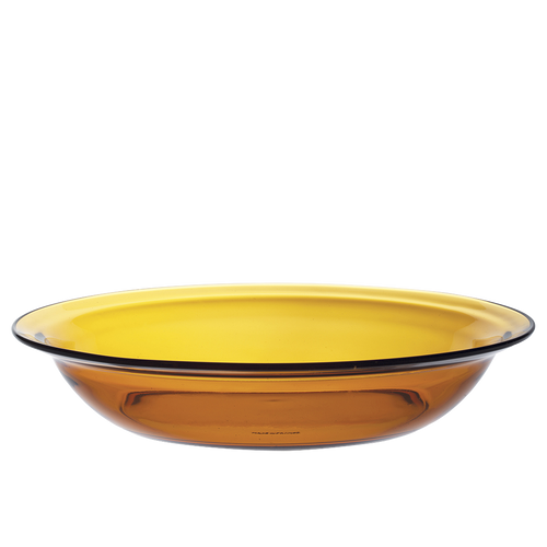 Lys - Plat de service rond creux en verre coloré vermeil 28cm