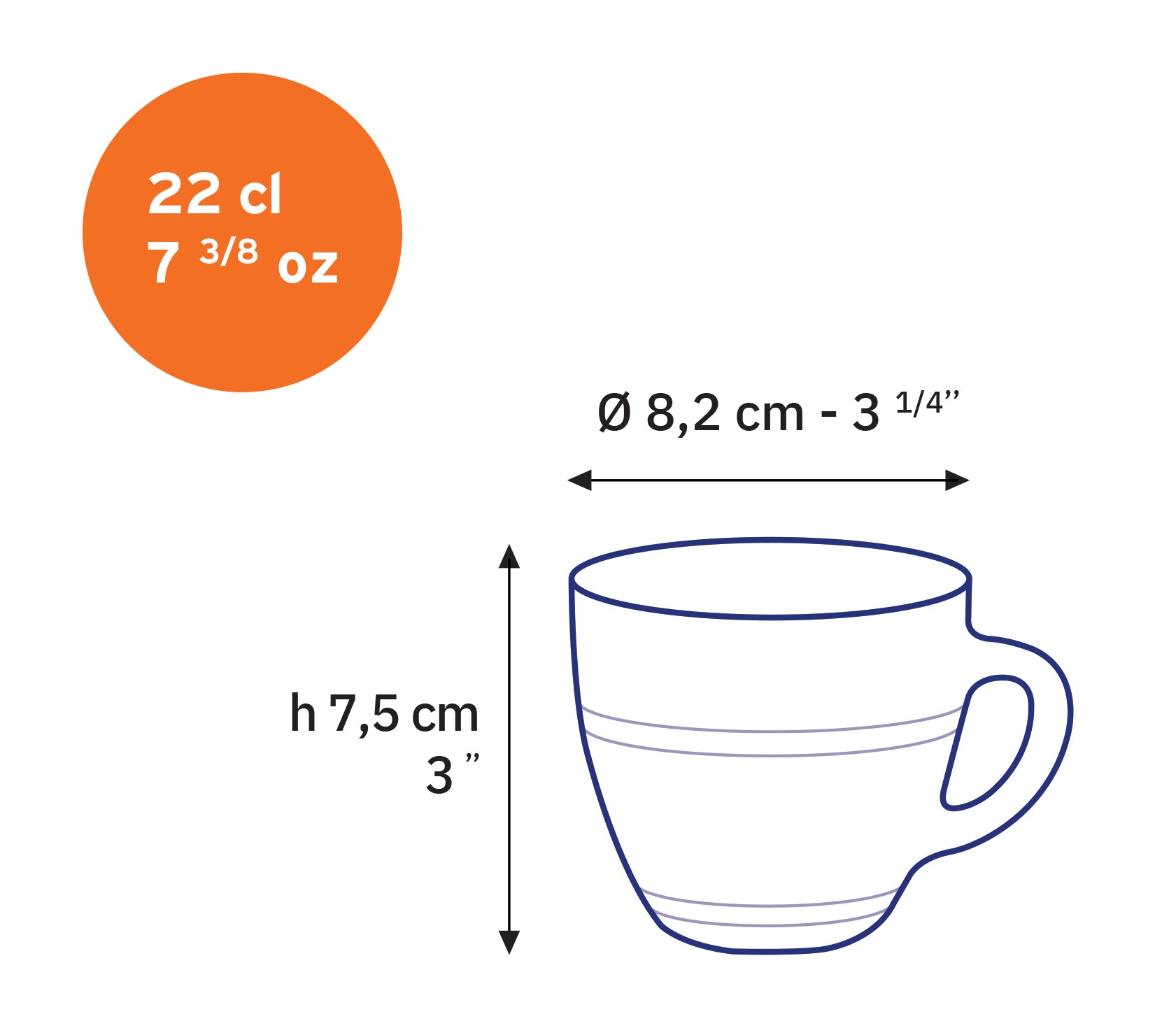 Le Gigogne - Tasse en verre transparent 22 cl (Lot de 6)