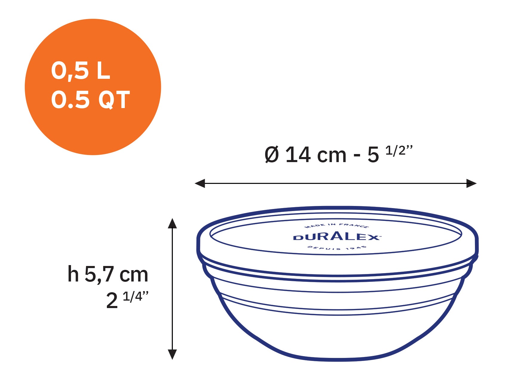 Freshbox - 3 Boîtes de conservation rondes avec couvercle bleu 50cl