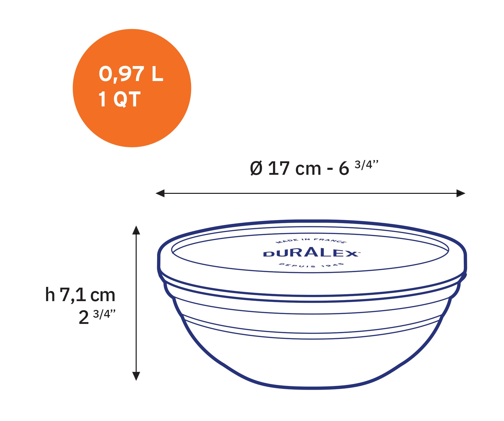 Freshbox - Boite de conservation ronde couvercle bleu 97cl