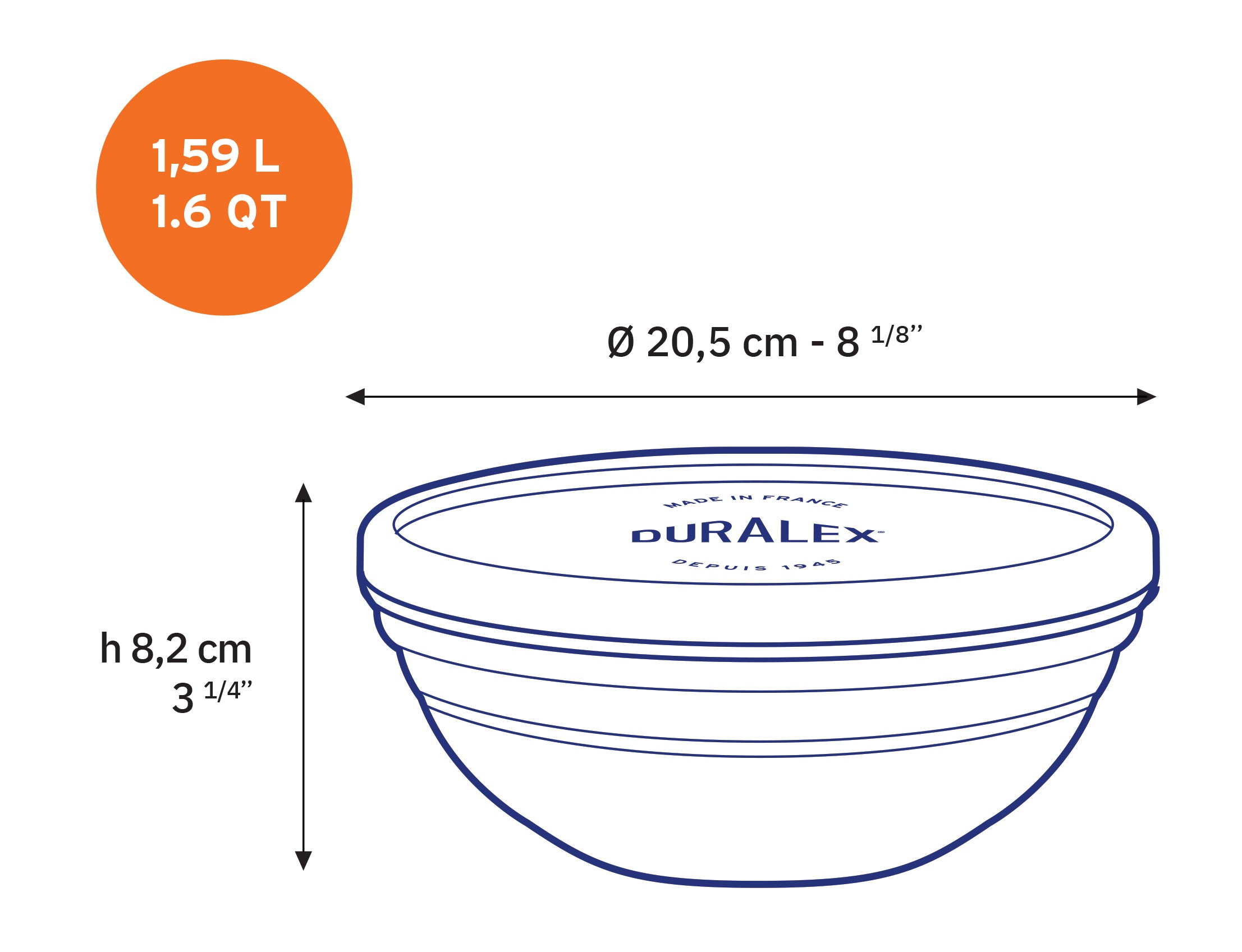 Freshbox - Boite de conservation ronde couvercle bleu 1,59L