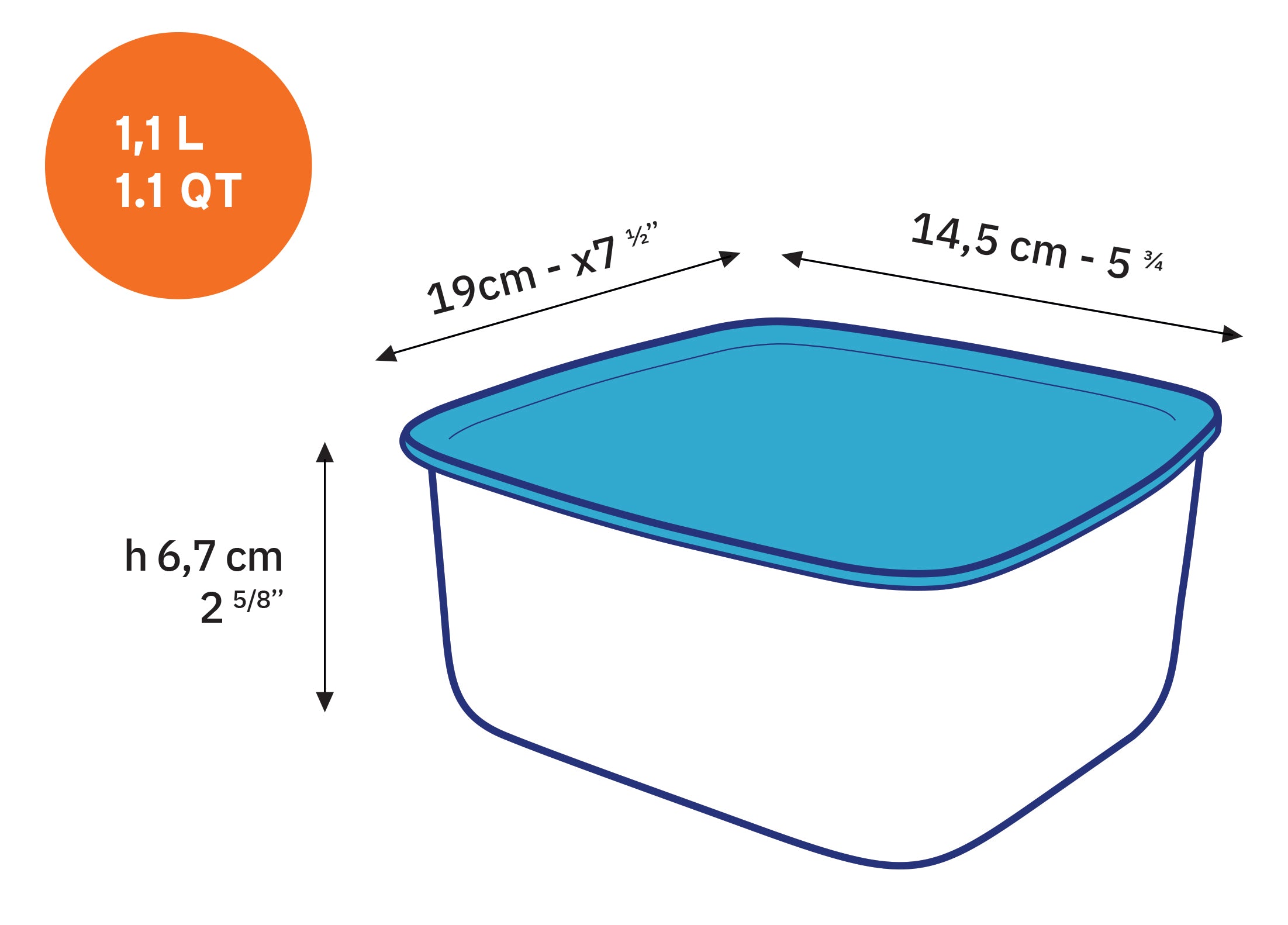 Freshbox - Boite de conservation rectangulaire couvercle blanc 1,1L