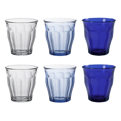 [mm]Panaché de 6 verre à eau 25 cl - Collection Santorin - Le Picardie®(Lot de 6)