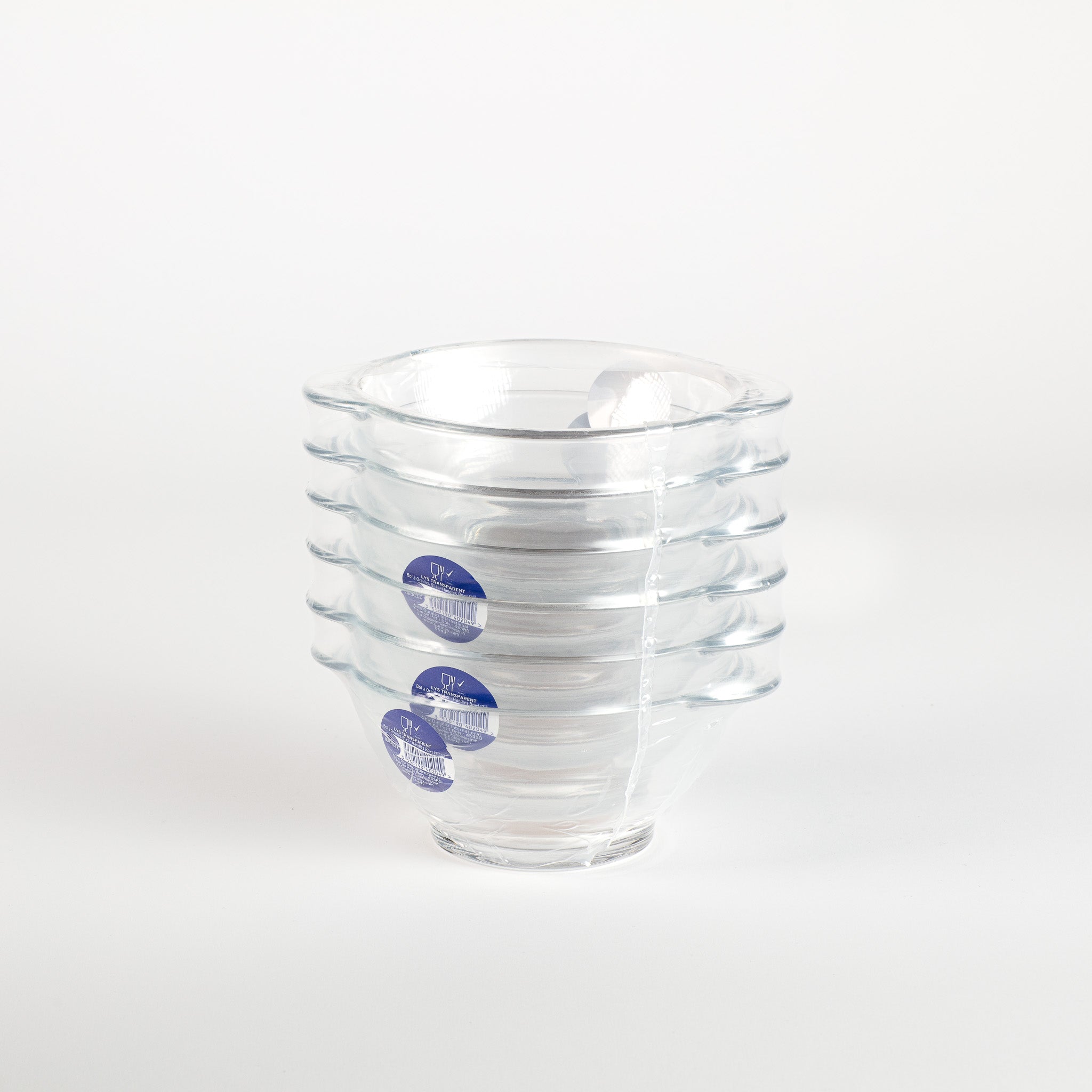 Lys - Bol en verre transparent à oreilles 51cl (Lot de 6)