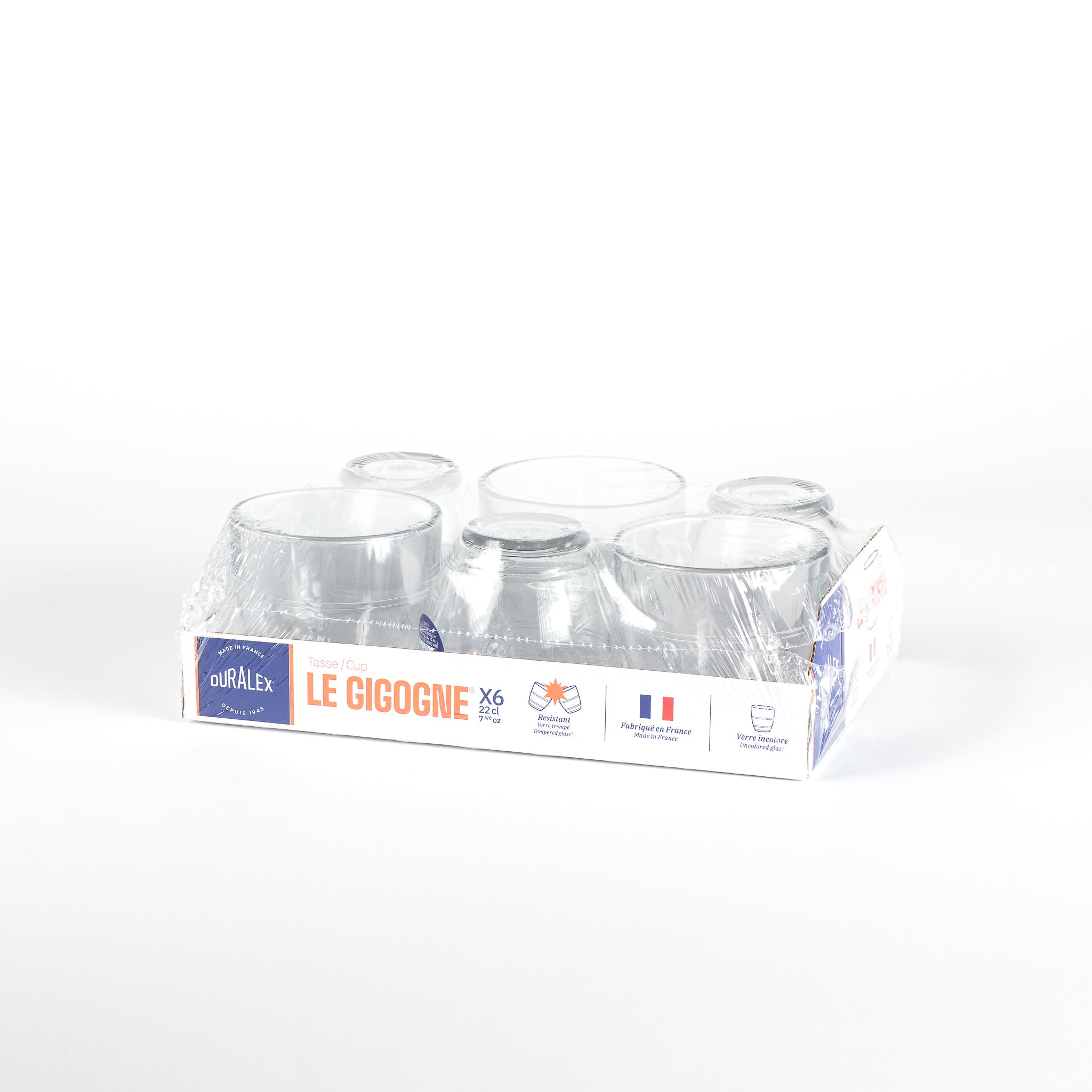 Le Gigogne - Tasse en verre transparent 22 cl (Lot de 6)
