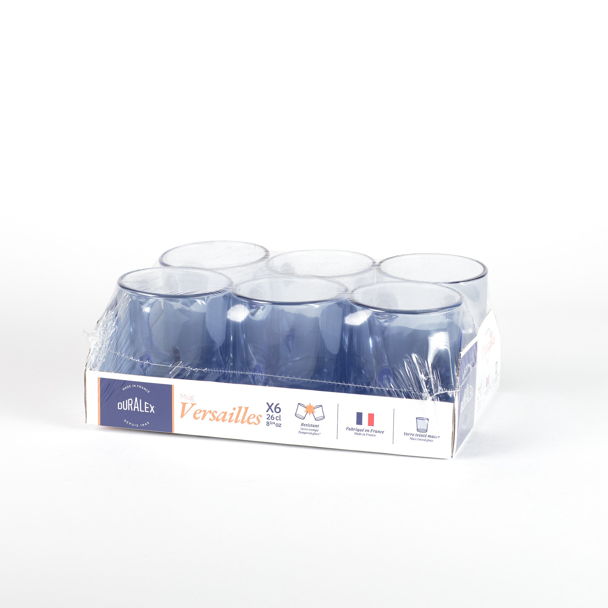 Versailles - Mug en verre Bleu Marine 26 cl (Lot de 6)