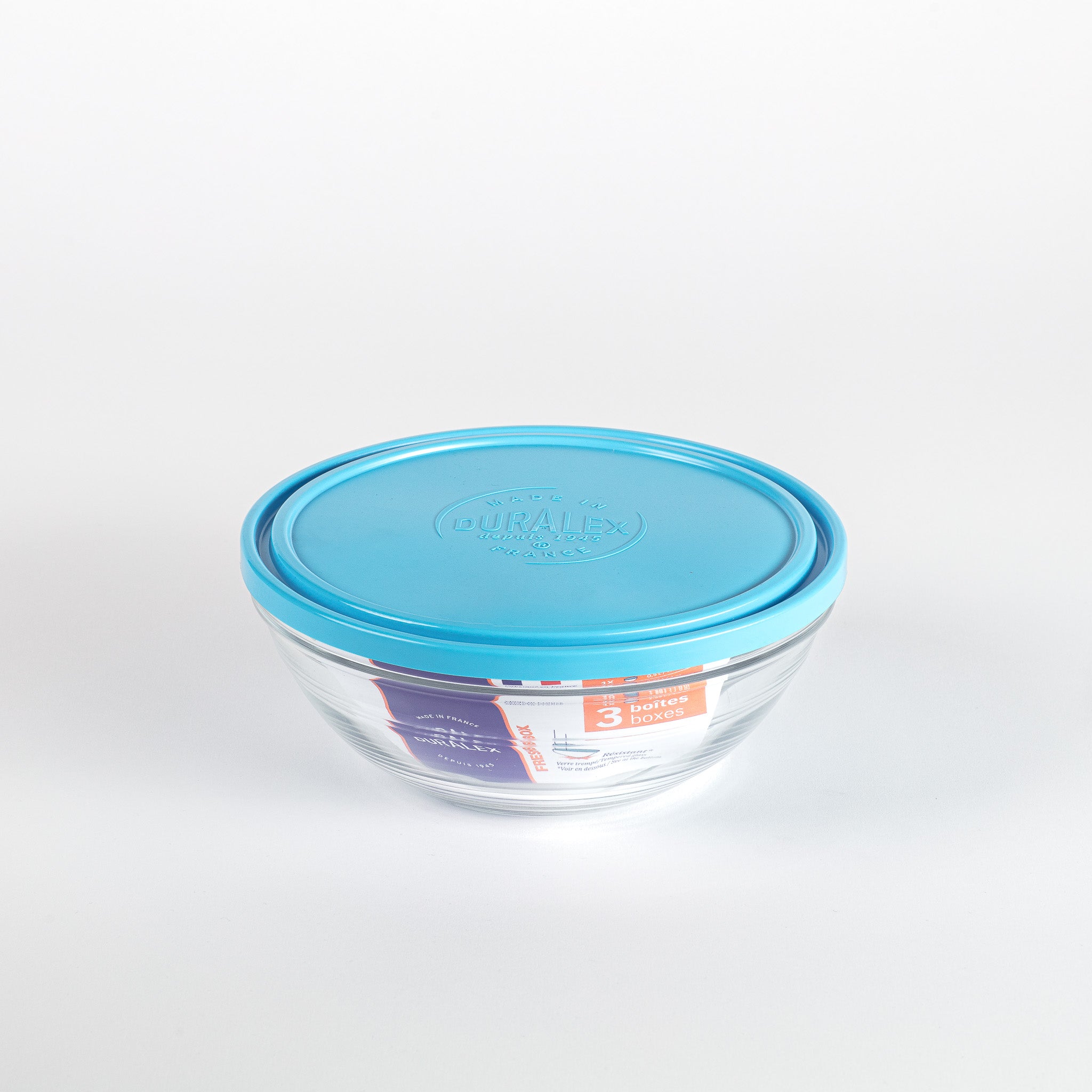 Freshbox - Boite de conservation ronde couvercle bleu 1,59L