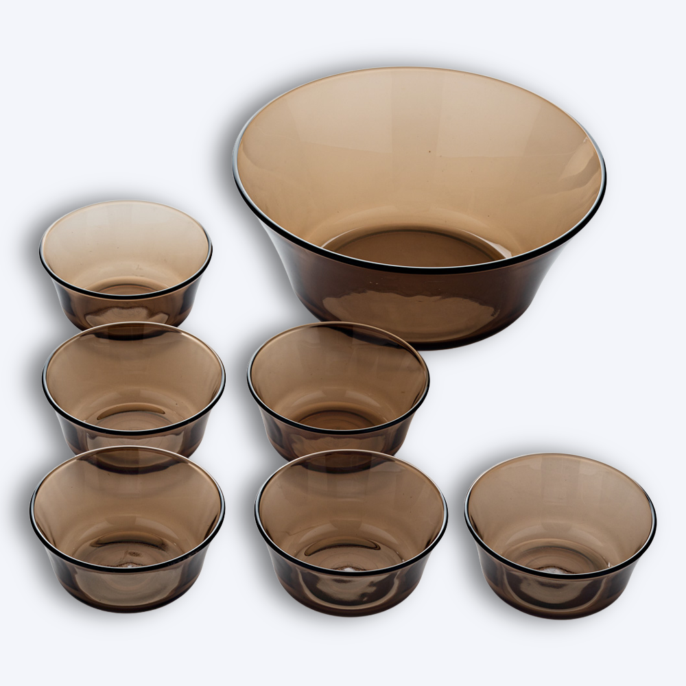 Lys - Salad bowl (2.2L) and small serving dishes (25cl) / Sepia