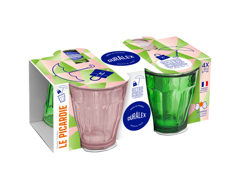 RETRO-CHIC - 4 verres panachés de 2 couleurs - 25cl