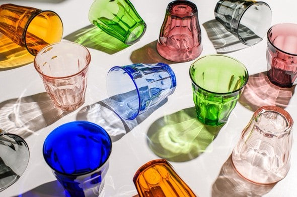 Verres Picardie multi teintes, teint&eacute;s dans la masse
