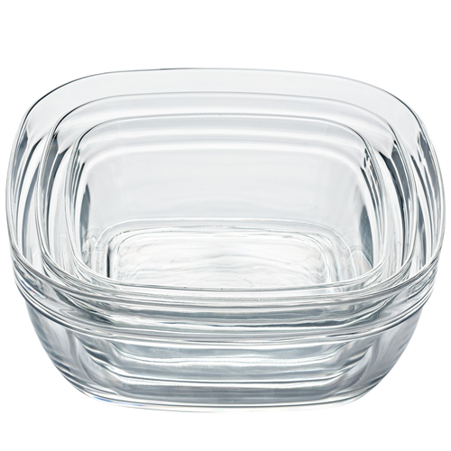 Lys - Set 3 saladiers carrés en verre transparent 17, 20, 23 cm