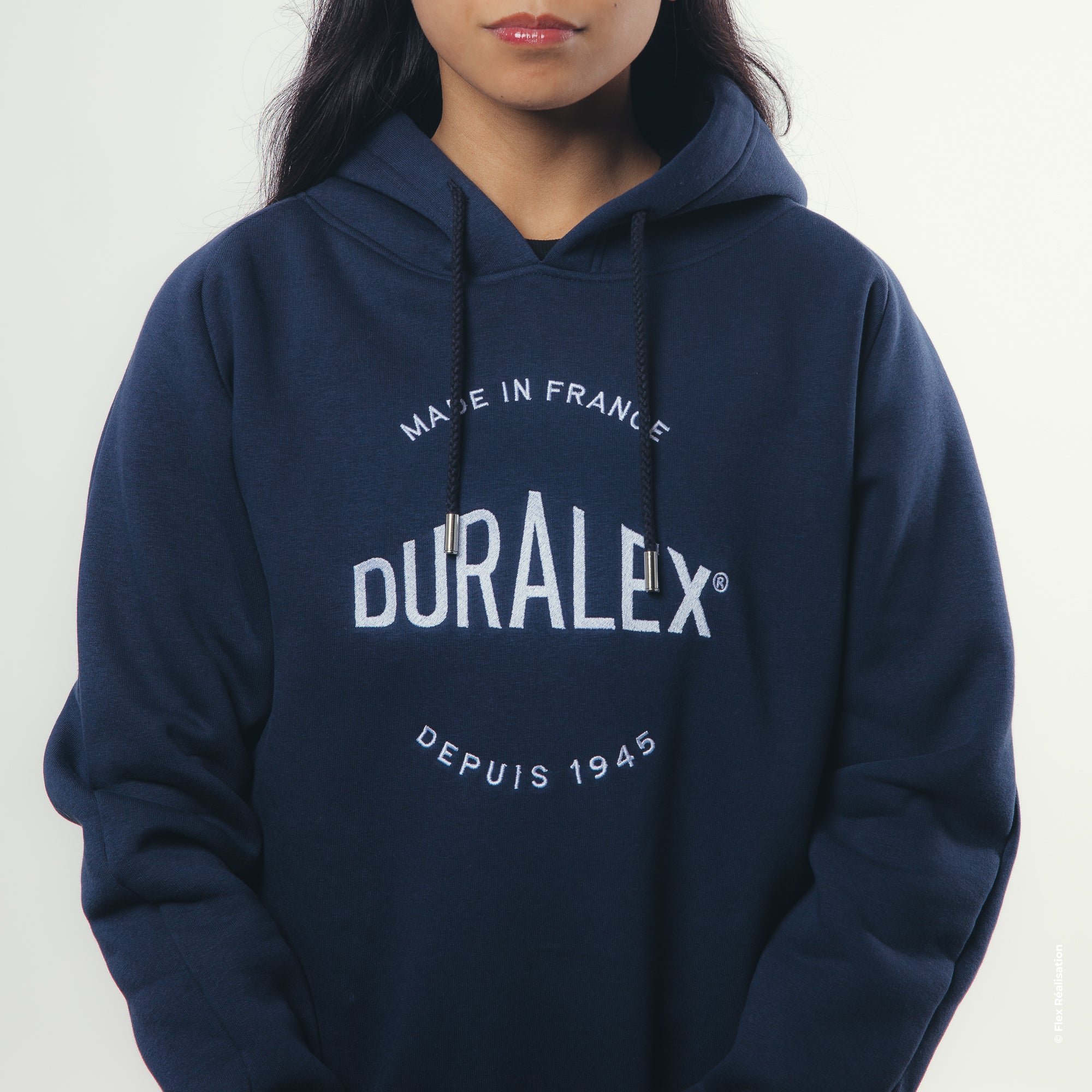 Sudadera blanca - Bordado Duralex azul - Talla S (Copia)