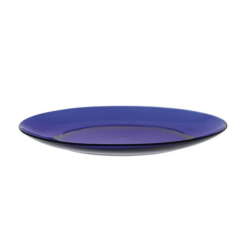 Lys - Assiette plate en verre coloré bleu saphir 23,5 cm (Lot de 6)